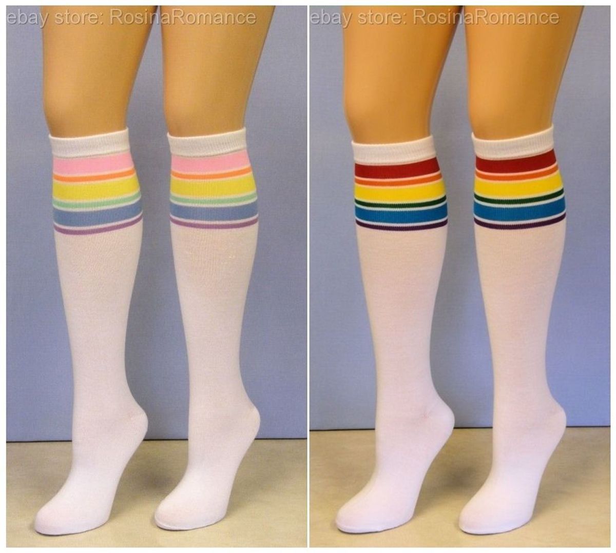 Witte Knie Sokken met Regenboog | Leg Avenue | One size